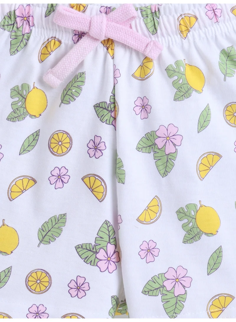 Victor And Jane  Girls Lemon Print Cotton Pajama Set – T-Shirt & Shorts Nightwear for Women | Best Price UAE
